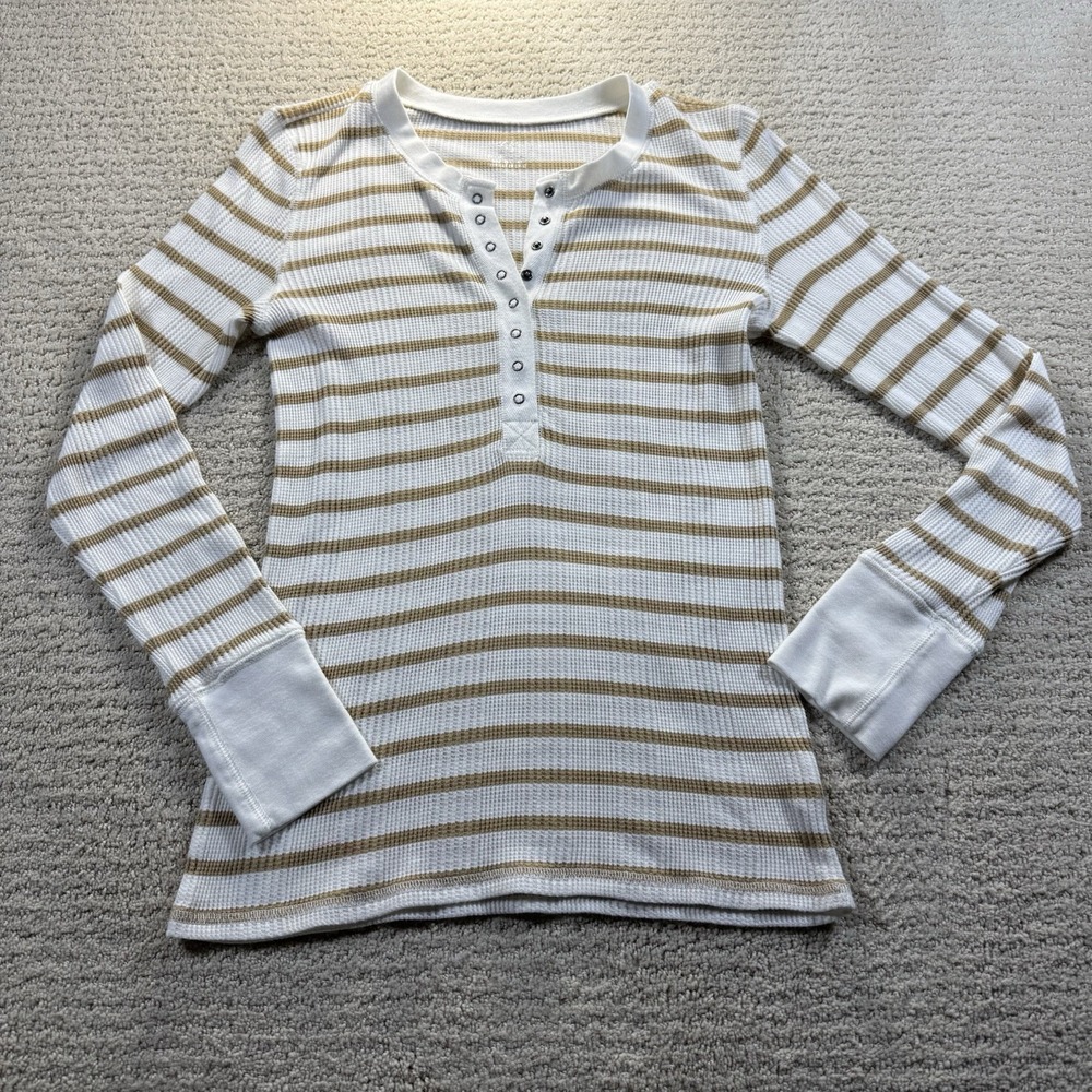 Aerie Long Sleeve Sweater Crew Neck Size Med‎ in White/Brown